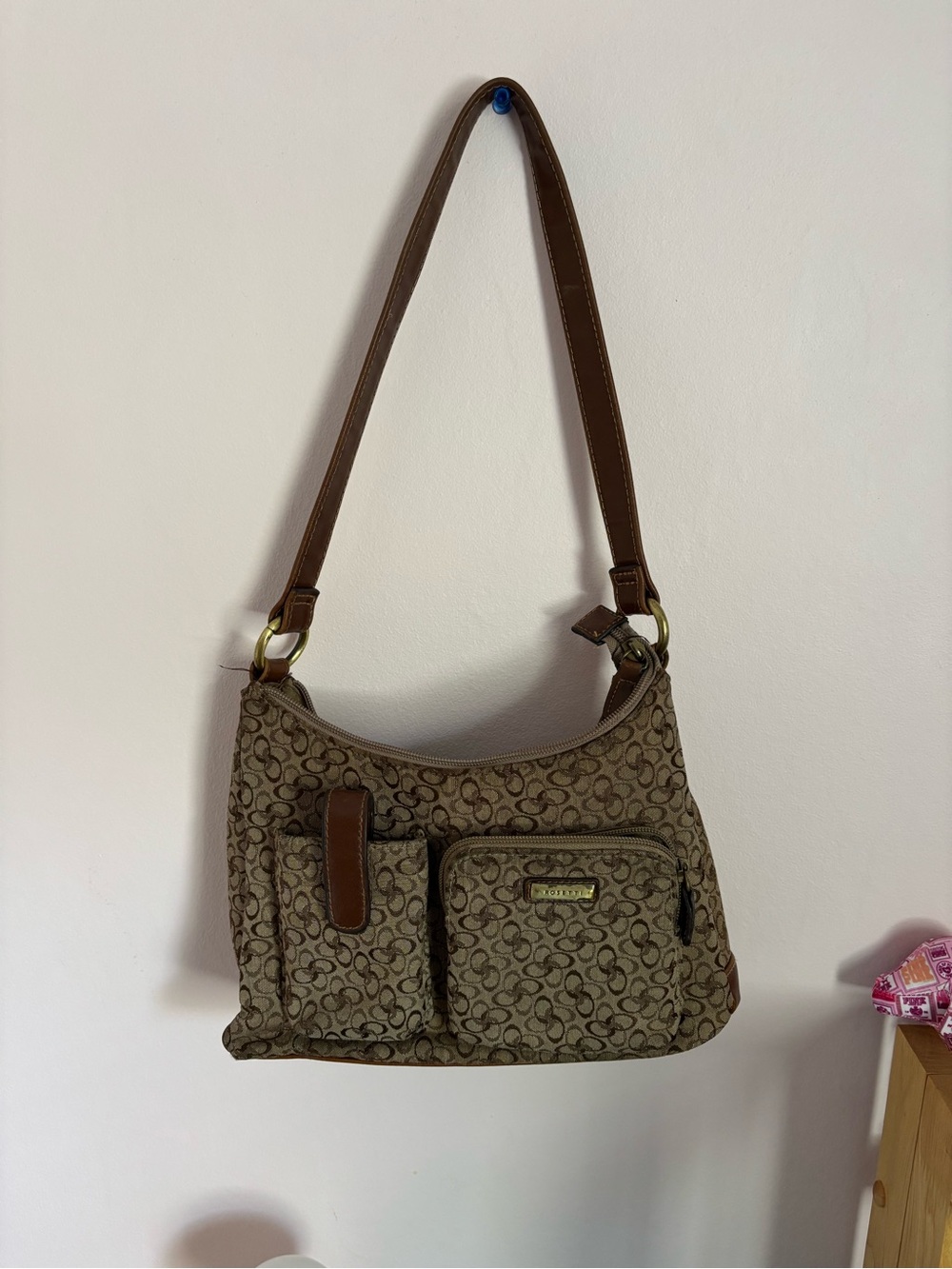Brown Patterned Shoulder Bag - Women's Hobo Handbag